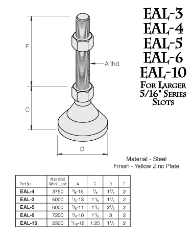 Adjustable Leg EAL-3,EAL-4,EAL-5,EAL-6,EAL-10S