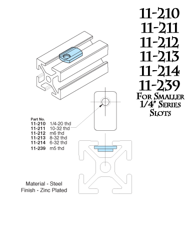 Economy T-Nuts (Offset) 11-210, 11-211, 11-212, 11-213, 11-214, 11-239