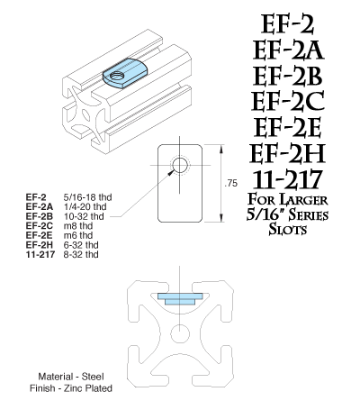 Economy T-Nuts (Offset) EF-2, EF-2A, EF-2B, EF-2C, EF-2E, EF-2H, 11-217